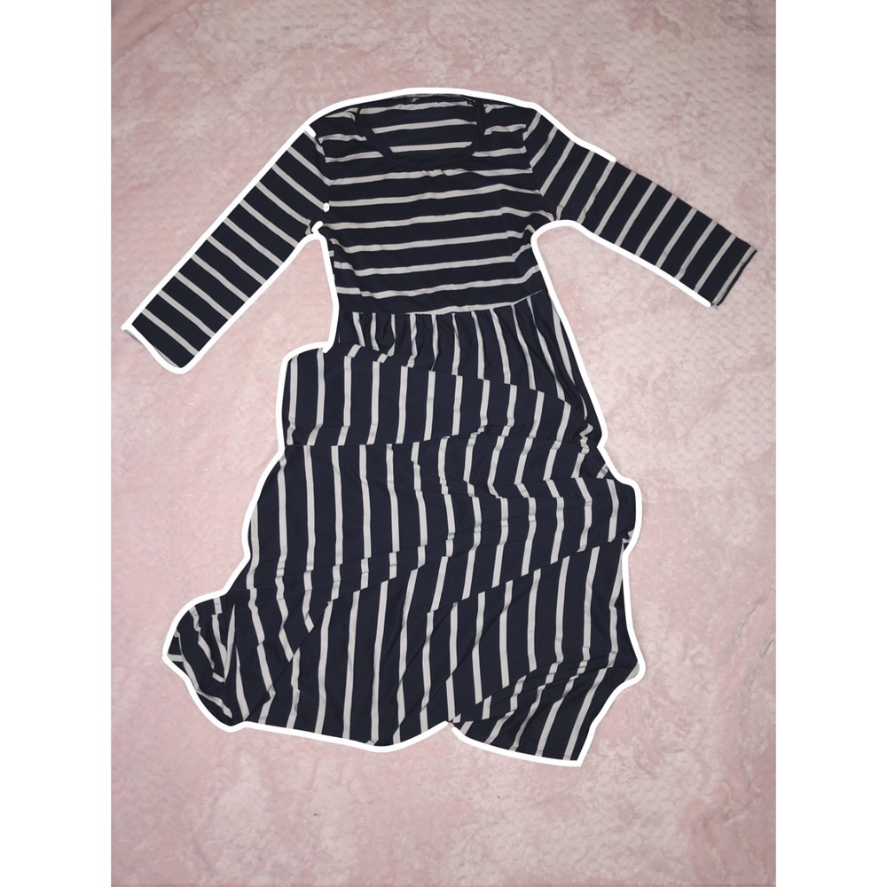 SHEIN navy blue and white stripes maxi dress 💟